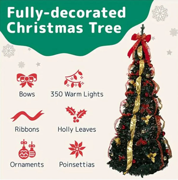 PVC Foldable Christmas Tree with Ornaments